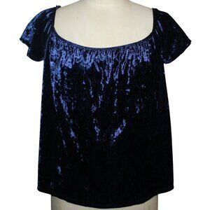 Y2K P.ING Crushed Velvet Top Sz L Vintage Blue Shirt Mystical Whimsigoth Fairy